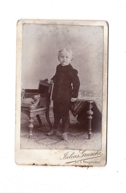 Fotografie Niedlicher kleiner Junge - Alt- u. Neugersdorf 1890er / CDV M1-20