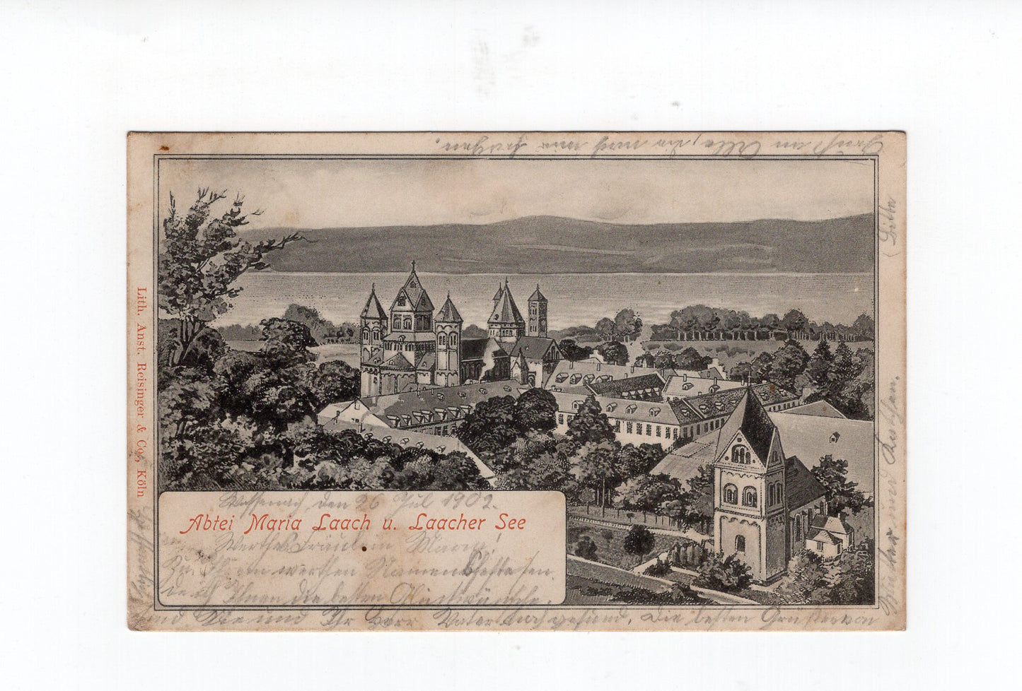Ansichtskarte Abtei Maria Laach und Laacher See - 1902