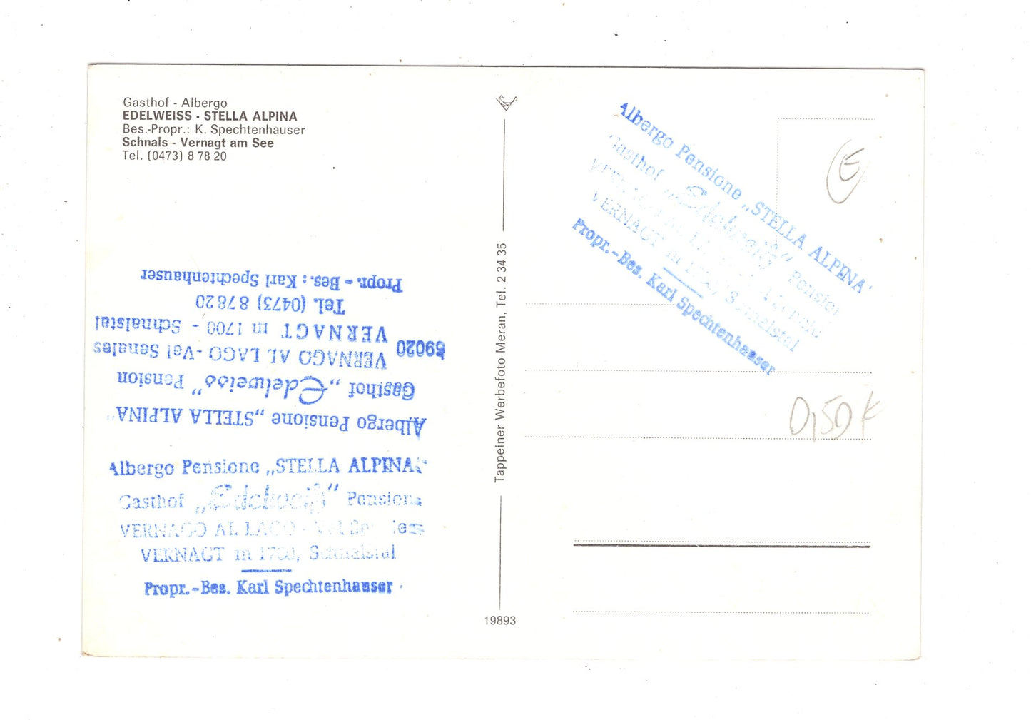 Ansichtskarte Gasthof Edelweiß / Schnals-Vernagt am See / Italien / N1-60
