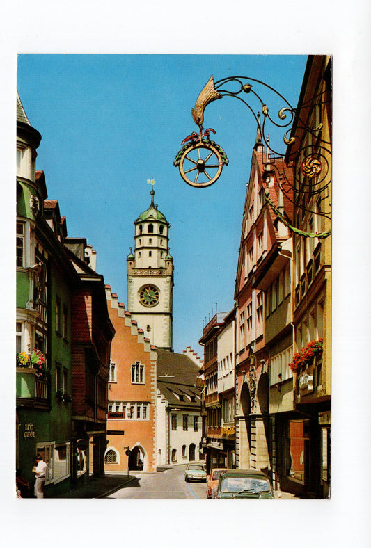 Ansichtskarte Ravensburg / Marktstraße mit Blaserturm