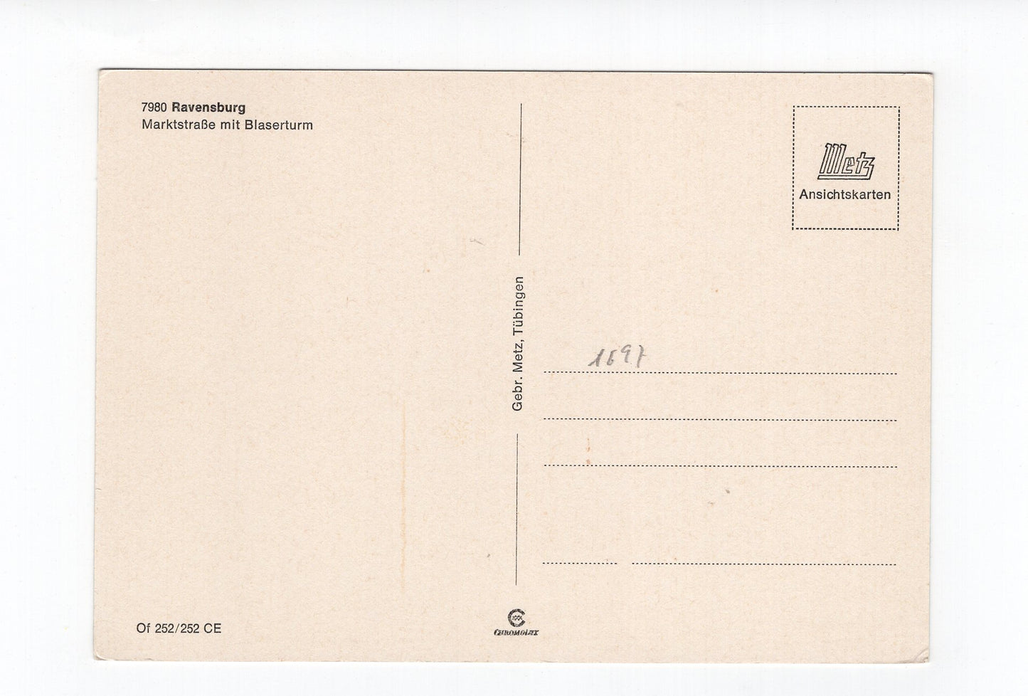 Ansichtskarte Ravensburg / Marktstraße mit Blaserturm