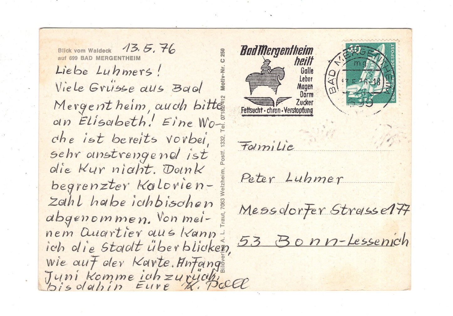 Ansichtskarte Bad Mergentheim / Blick vom Waldeck / J1-61