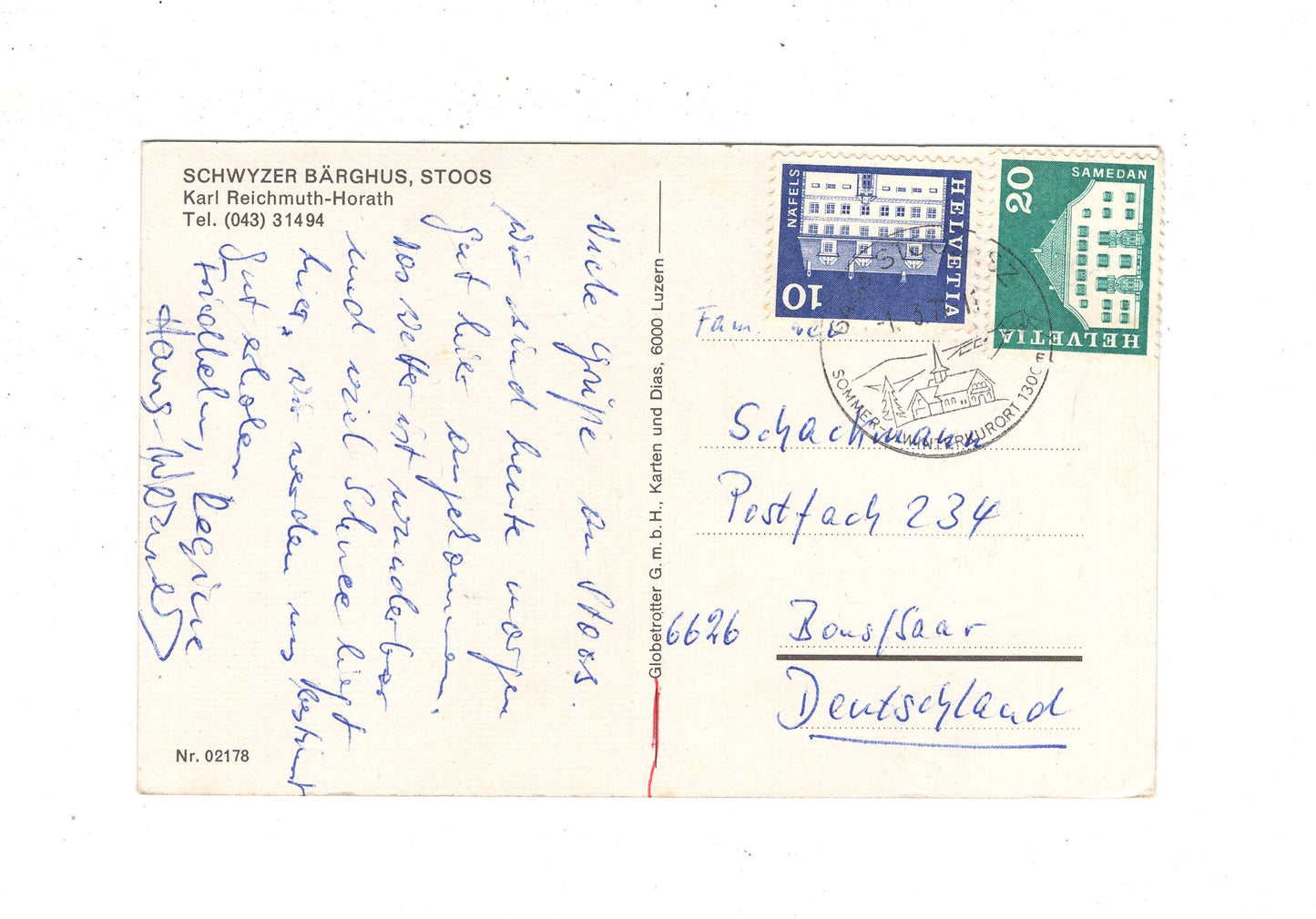 Ansichtskarte Stoos / Schwyzer Bärghus / Schweiz