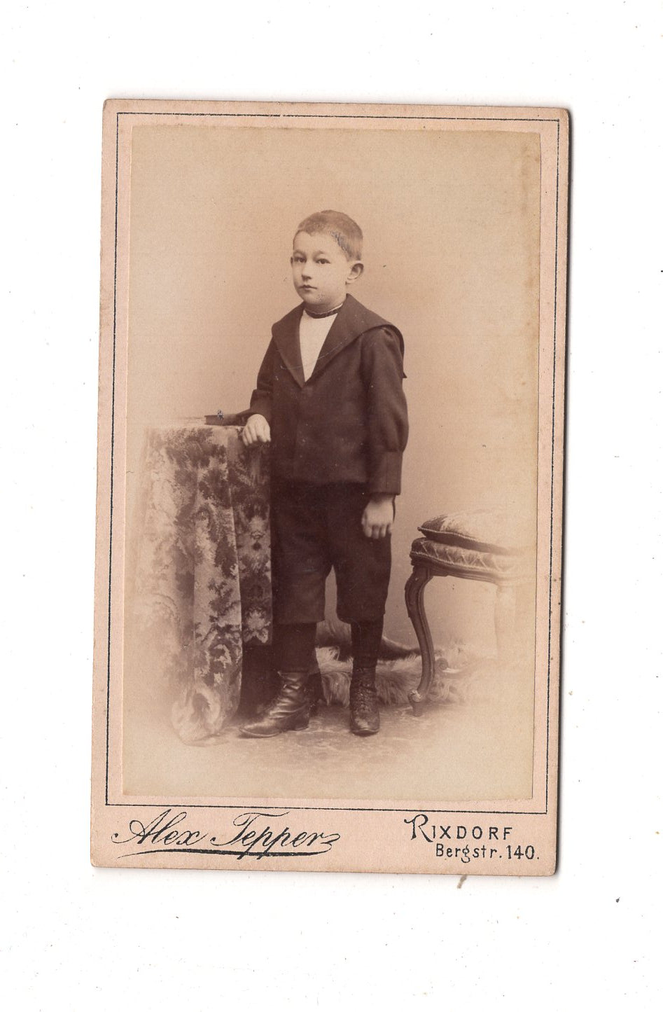 Fotografie Niedlicher kleiner Junge - Rixdorf 1890er / CDV M1-20