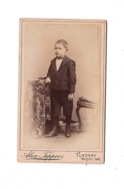 Fotografie Niedlicher kleiner Junge - Rixdorf 1890er / CDV M1-20