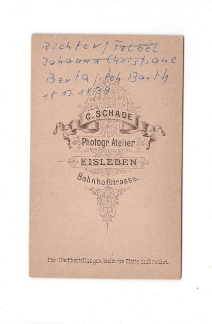 Fotografie Damenportrait / benannt - Eisleben 1880er / CDV C1-17