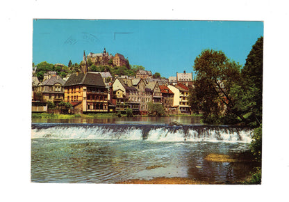 Ansichtskarte Marburg an der Lahn / Lahnpartie mit Schloss