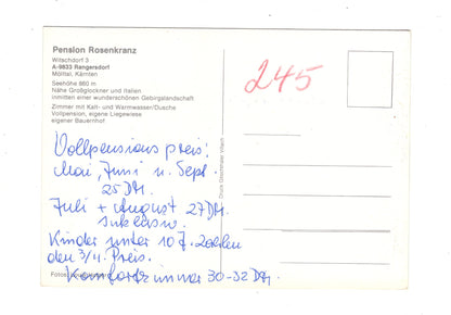Ansichtskarte Pension Rosenkranz / Rangersdorf / Kärnten / Österreich