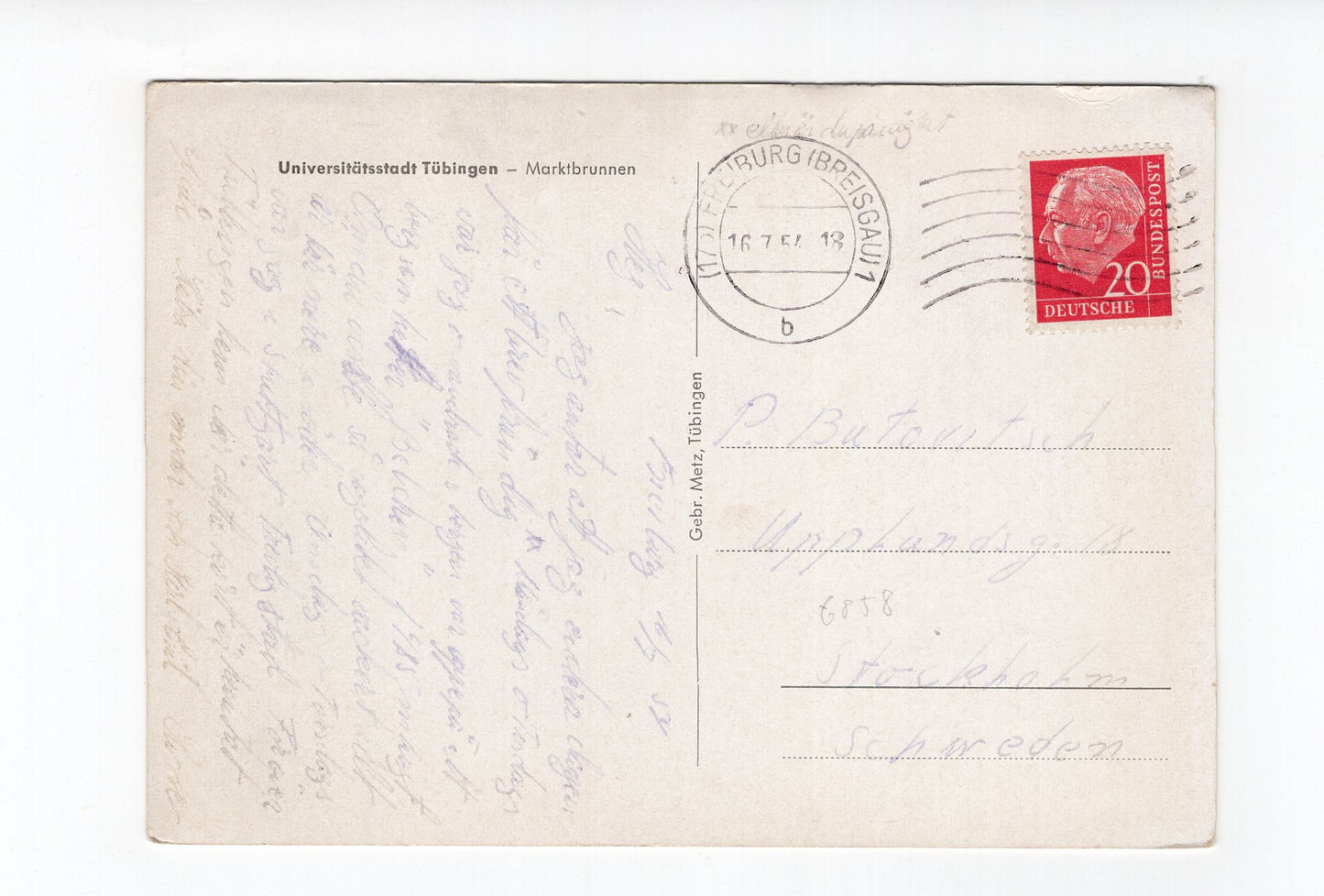 Ansichtskarte Tübingen / Marktbrunnen