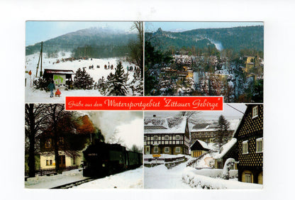 Ansichtskarte Zittauer Gebirge / Bimmelbahn / Umgebindehäuser +++