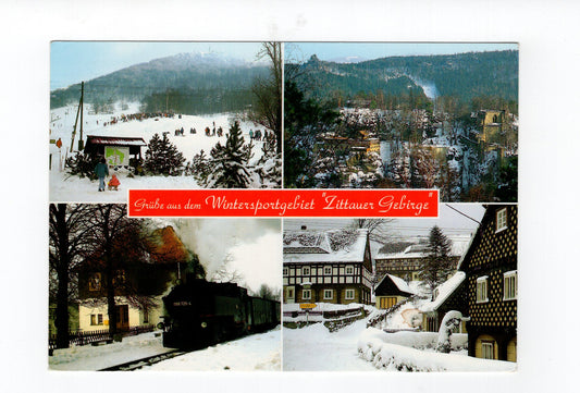 Ansichtskarte Zittauer Gebirge / Bimmelbahn / Umgebindehäuser +++