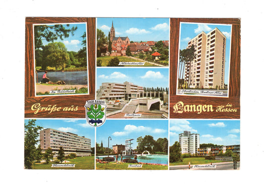 Ansichtskarte Langen in Hessen / Rathaus / Hessenklinik +++
