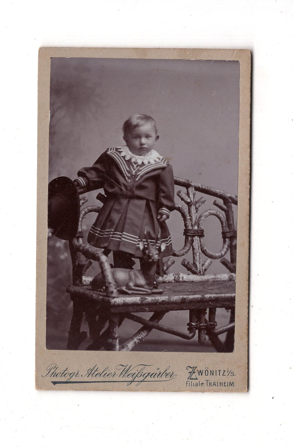Fotografie Niedlicher kleiner Junge - Zwönitz / Thalheim 1900er / CDV M1-21