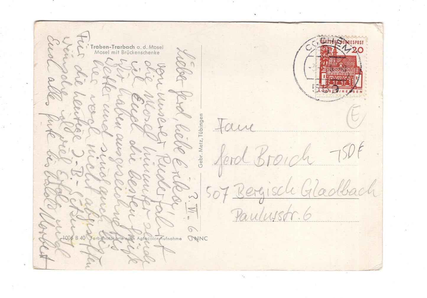 Ansichtskarte Traben-Trarbach an der Mosel / Mosel mit Brückenschenke / M1-59