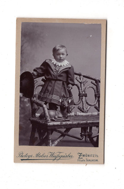Fotografie Niedlicher kleiner Junge - Zwönitz / Thalheim 1900er / CDV M1-21