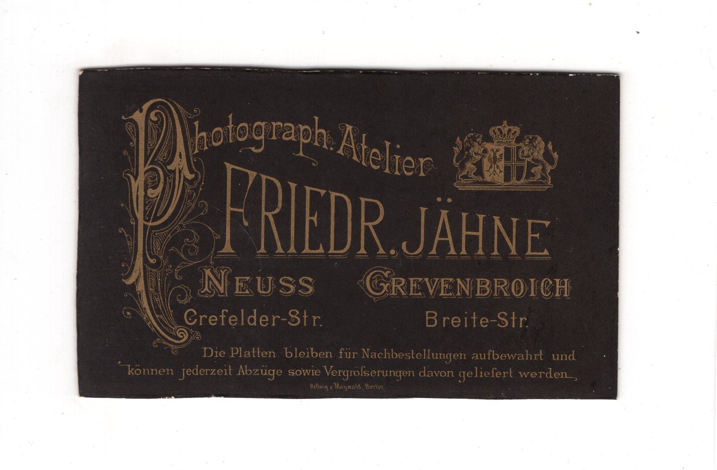 Fotografie Herrenportrait - Neuss / Grevenbroich 1880er / CDV C1-18