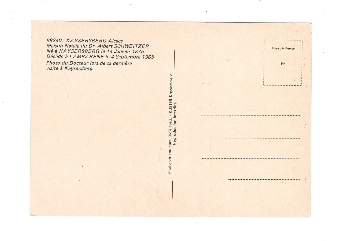 Ansichtskarte Kaysersberg / Maison natale du Dr. Albert Schweitzer / Frankreich