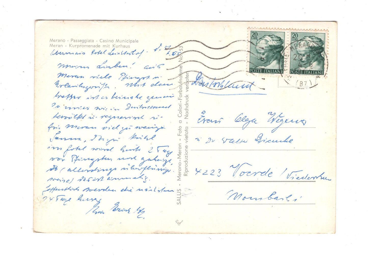 Ansichtskarte Meran / Kurpromenade mit Kurhaus / Italien