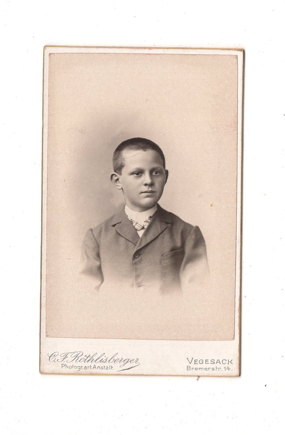 Fotografie Feiner Junge - Vegesack um 1900 / CDV N1-04