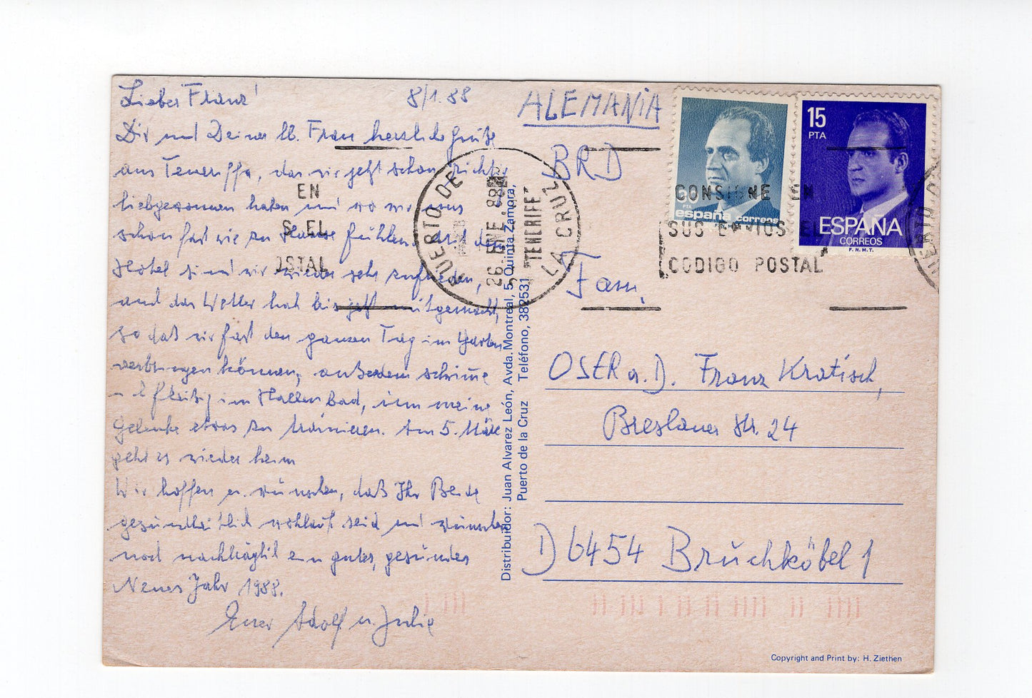 Ansichtskarte Teneriffa / Spanien