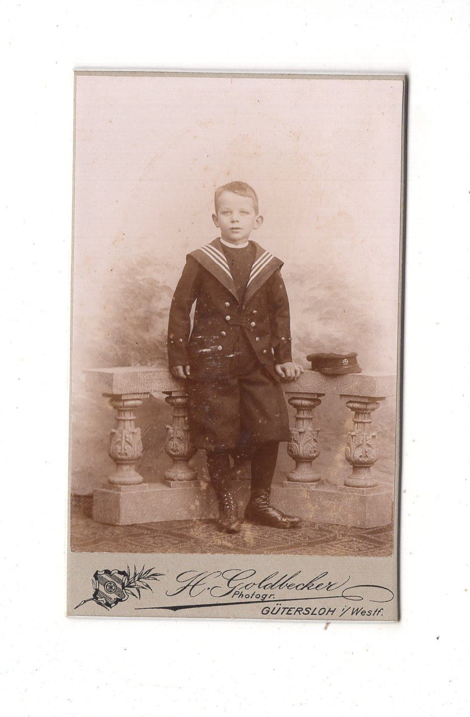 Fotografie Niedlicher kleiner Junge - Gütersloh um 1900 / CDV M1-21