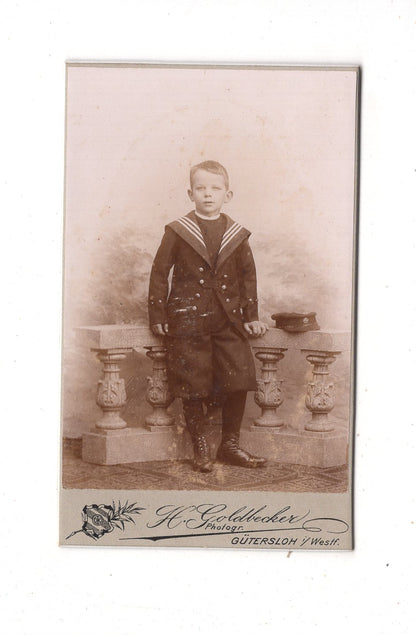 Fotografie Niedlicher kleiner Junge - Gütersloh um 1900 / CDV M1-21
