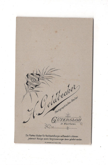 Fotografie Niedlicher kleiner Junge - Gütersloh um 1900 / CDV M1-21