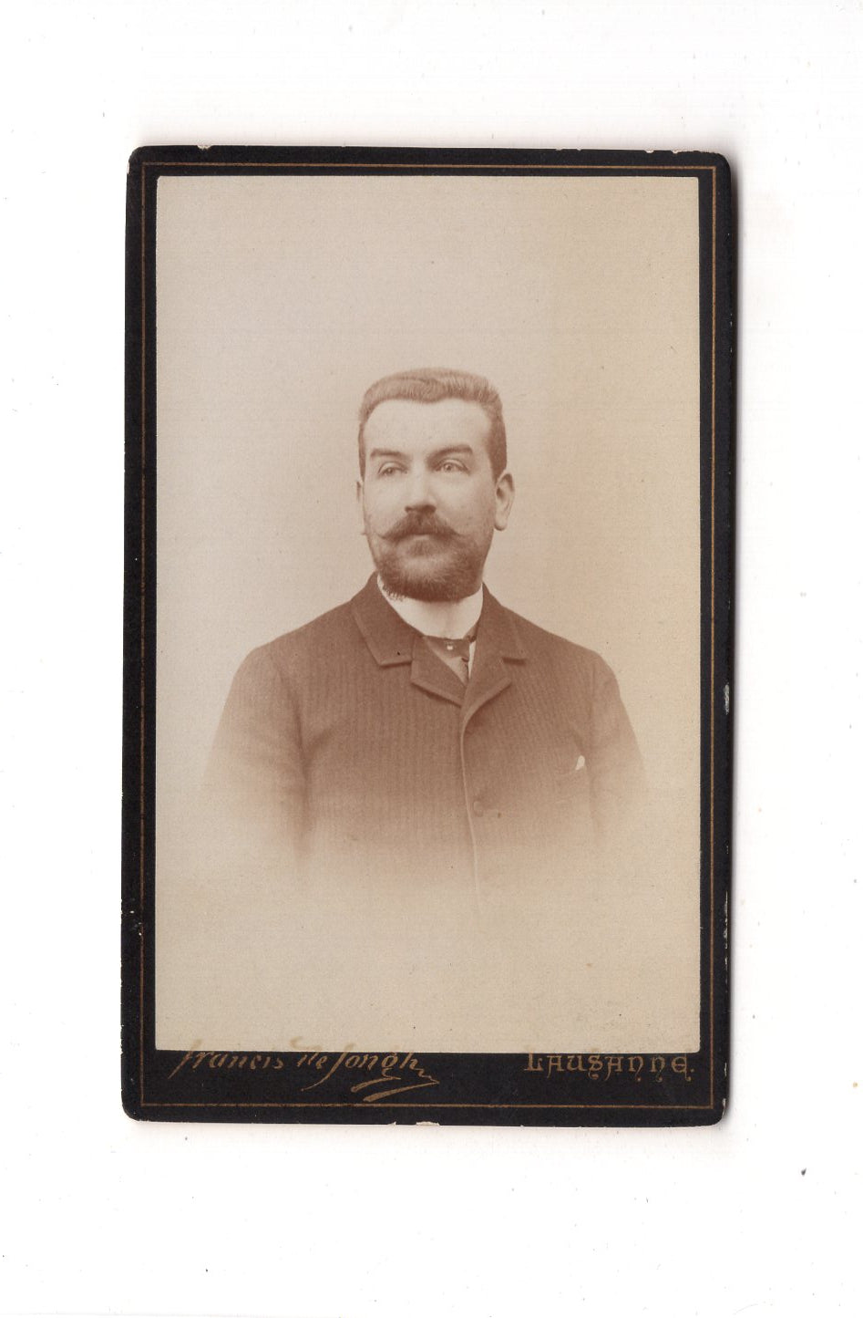 Fotografie Herrenportrait mit Widmung - Lausanne 1890 / CDV C1-18