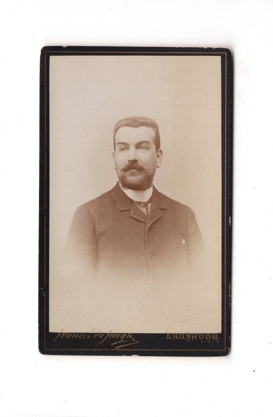 Fotografie Herrenportrait mit Widmung - Lausanne 1890 / CDV C1-18