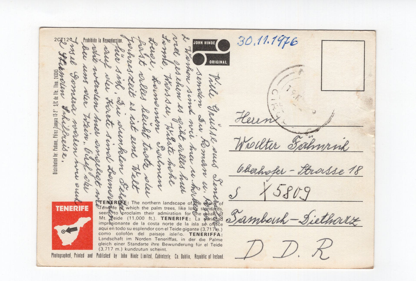Ansichtskarte Teneriffa / Spanien