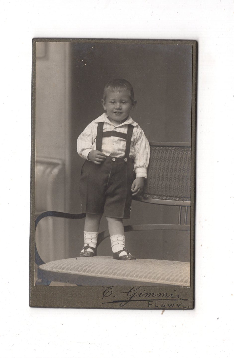 Fotografie Niedlicher kleiner Junge - Flawyl 1910er / CDV M1-21