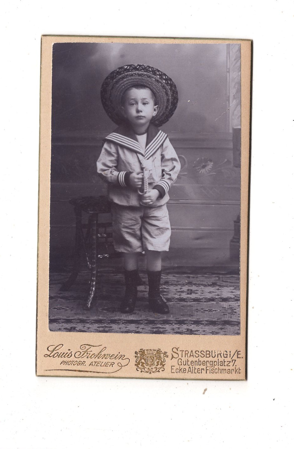 Fotografie Niedlicher kleiner Junge - Straßburg um 1900 / CDV M1-21