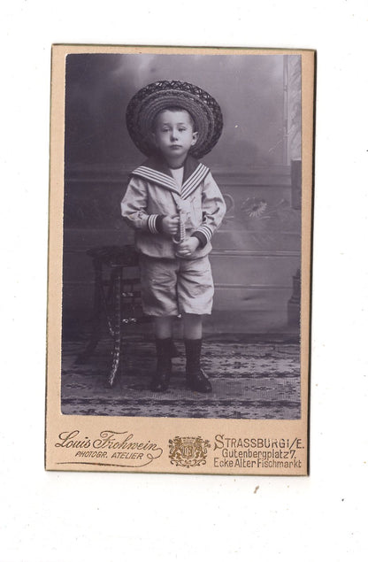 Fotografie Niedlicher kleiner Junge - Straßburg um 1900 / CDV M1-21