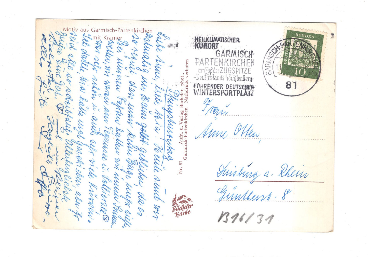 Ansichtskarte Motiv aus Garmisch-Partenkirchen mit Kramer / G1-54