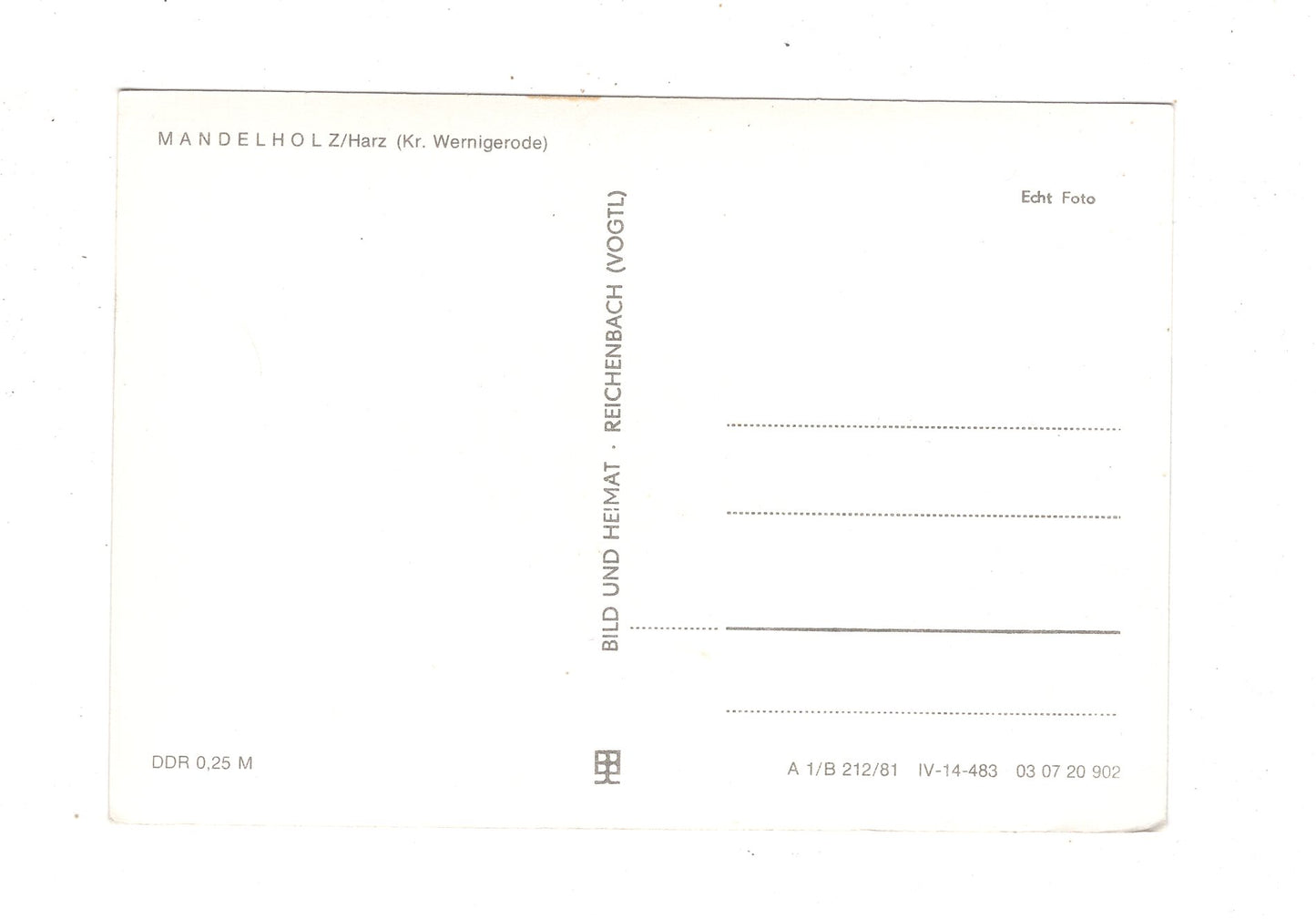 Ansichtskarte Mandelholz / Harz / Kreis Wernigerode / K1-54