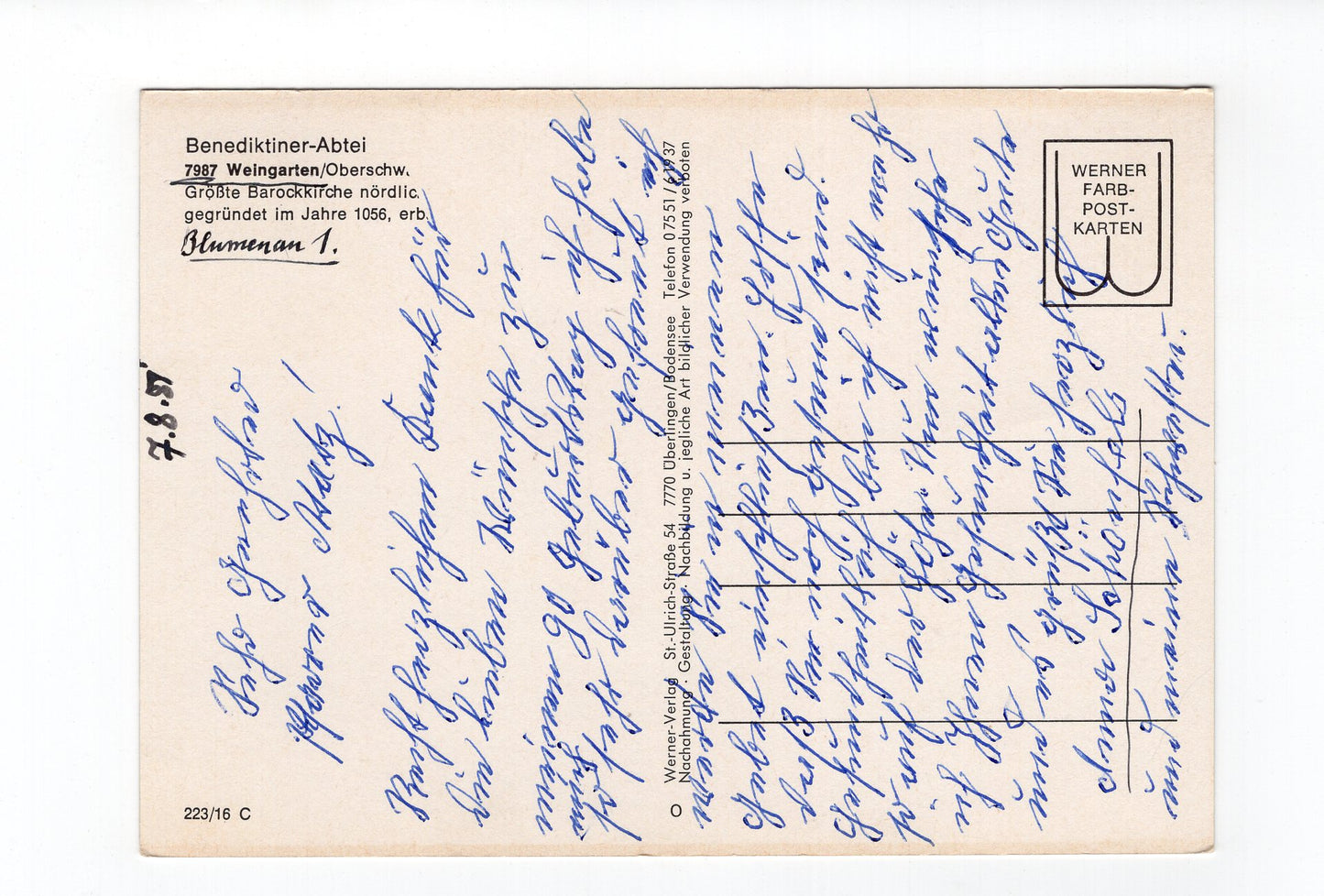 Ansichtskarte Benediktiner-Abtei Weingarten