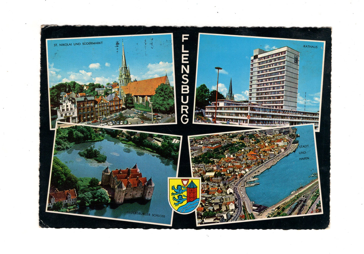 Ansichtskarte Flensburg / Rathaus / Glücksburger Schloss +++
