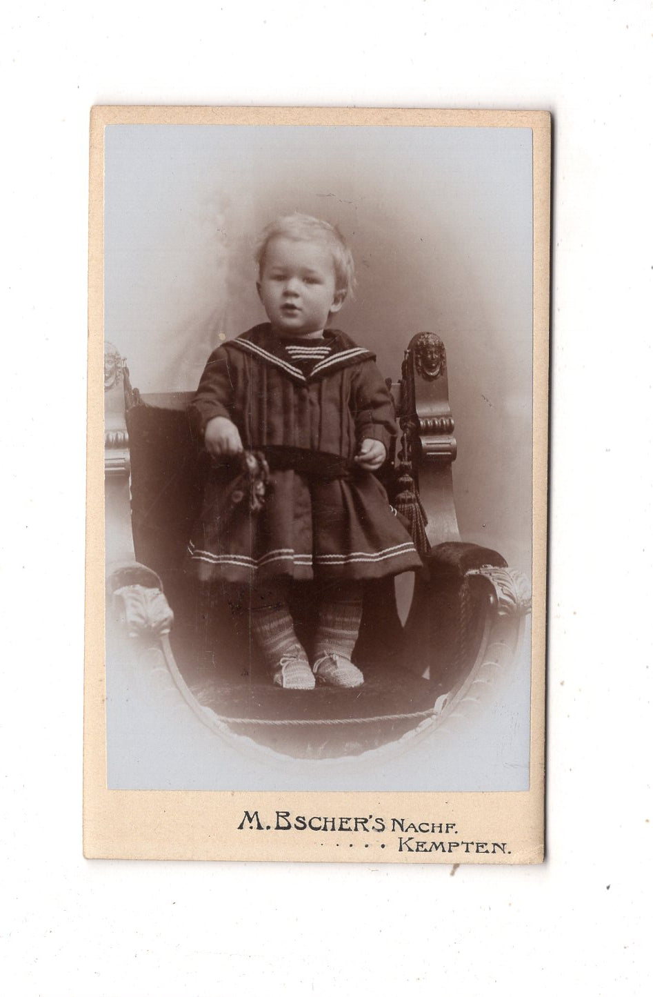 Fotografie Niedlicher kleiner Junge - Kempten 1890er / CDV M1-21