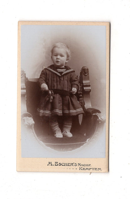 Fotografie Niedlicher kleiner Junge - Kempten 1890er / CDV M1-21