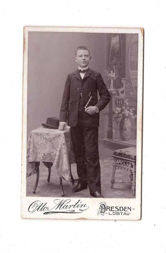 Fotografie Feiner Junge - Dresden-Löbtau 1890er / CDV N1-04