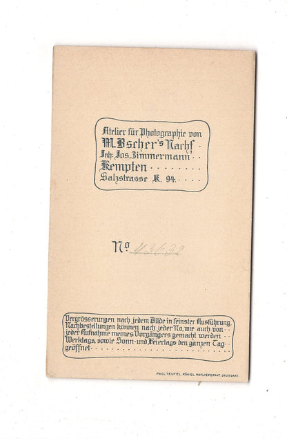 Fotografie Niedlicher kleiner Junge - Kempten 1890er / CDV M1-21