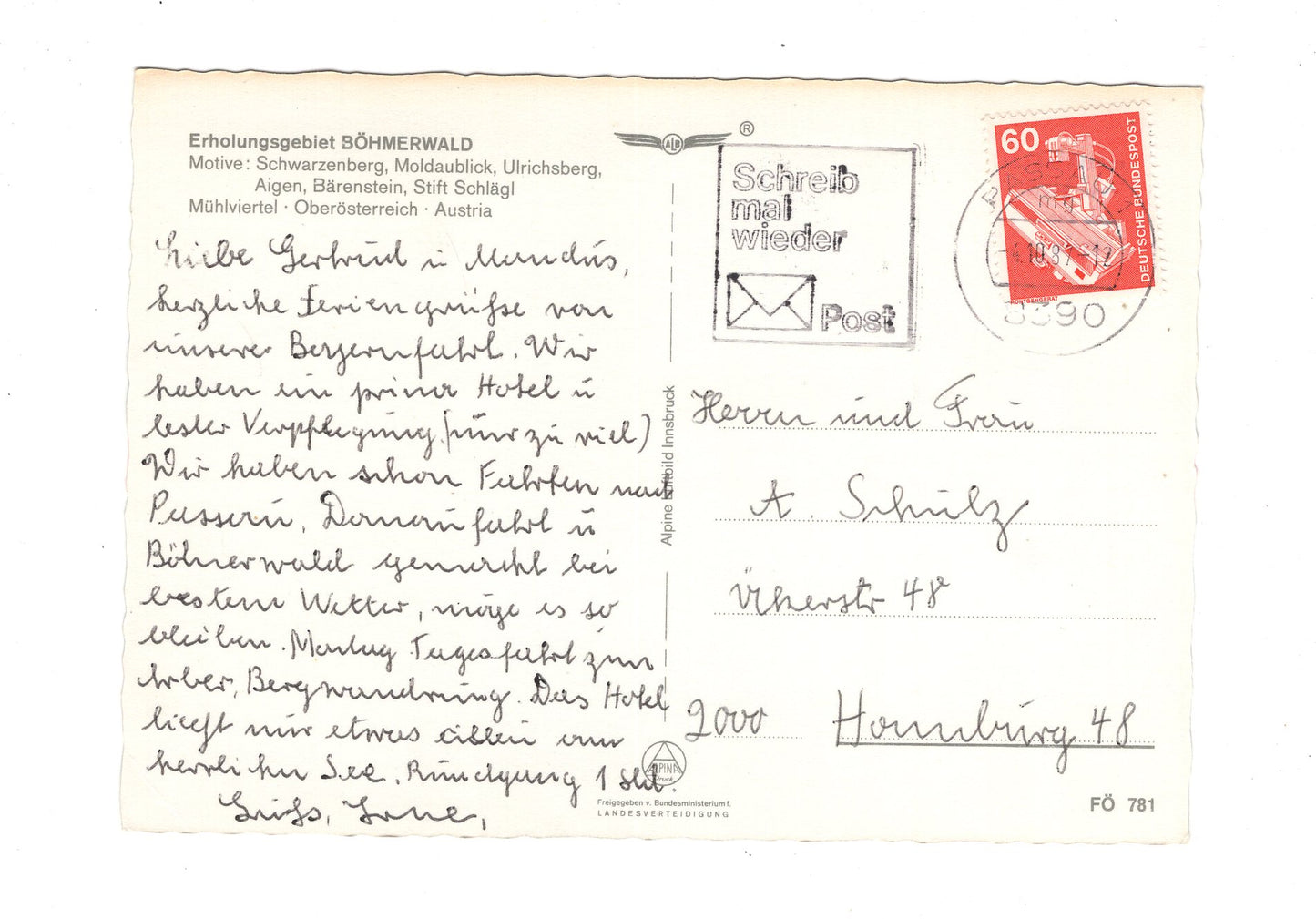 Ansichtskarte Erholungsgebiet Böhmerwald / Mühlviertel / Österreich