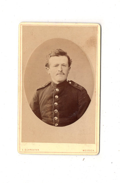 Fotografie Soldat Regiment 13 - Meißen 1870er / CDV M1-01