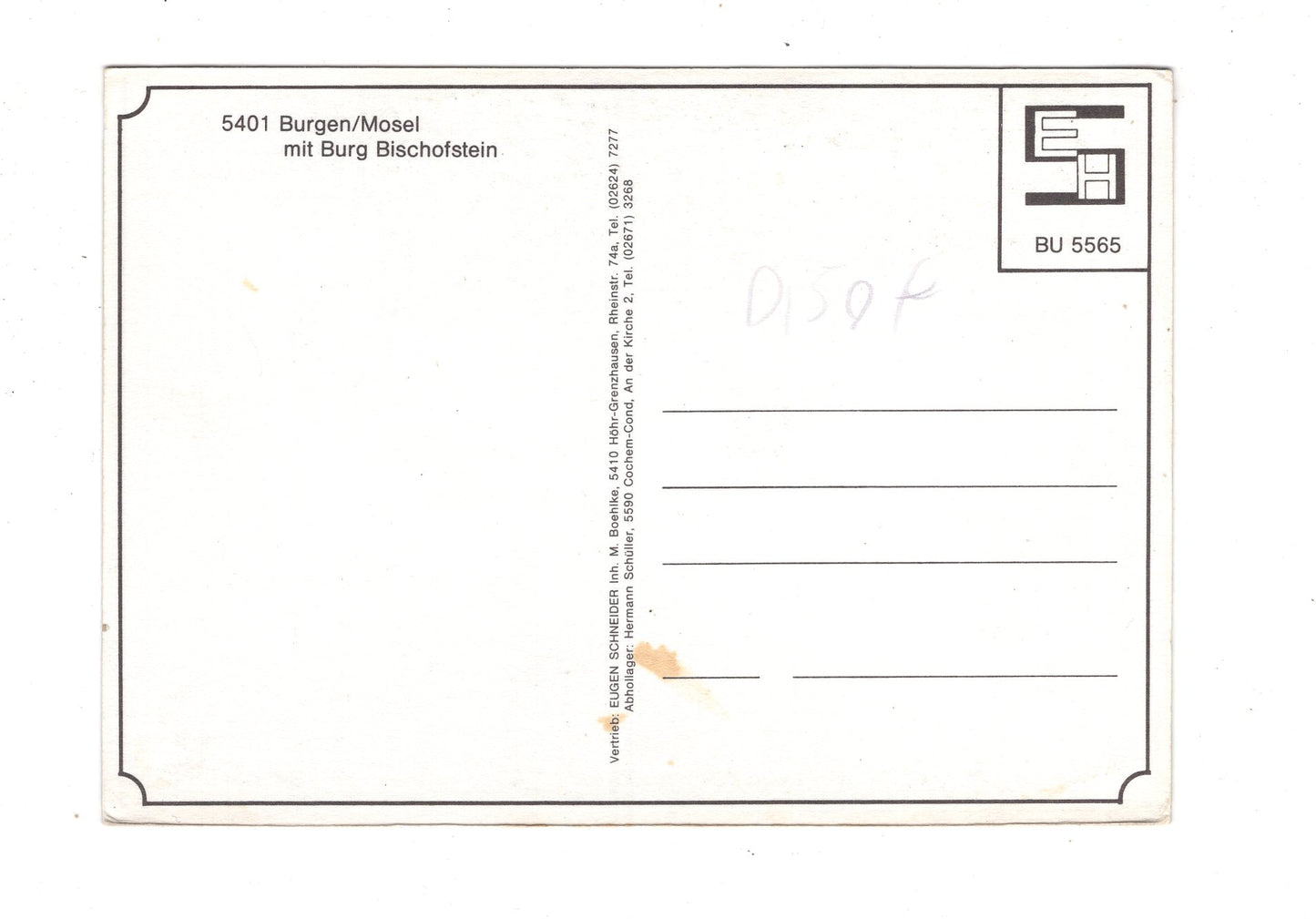 Ansichtskarte Burgen / Mosel / mit Burg Bischofstein / M1-60