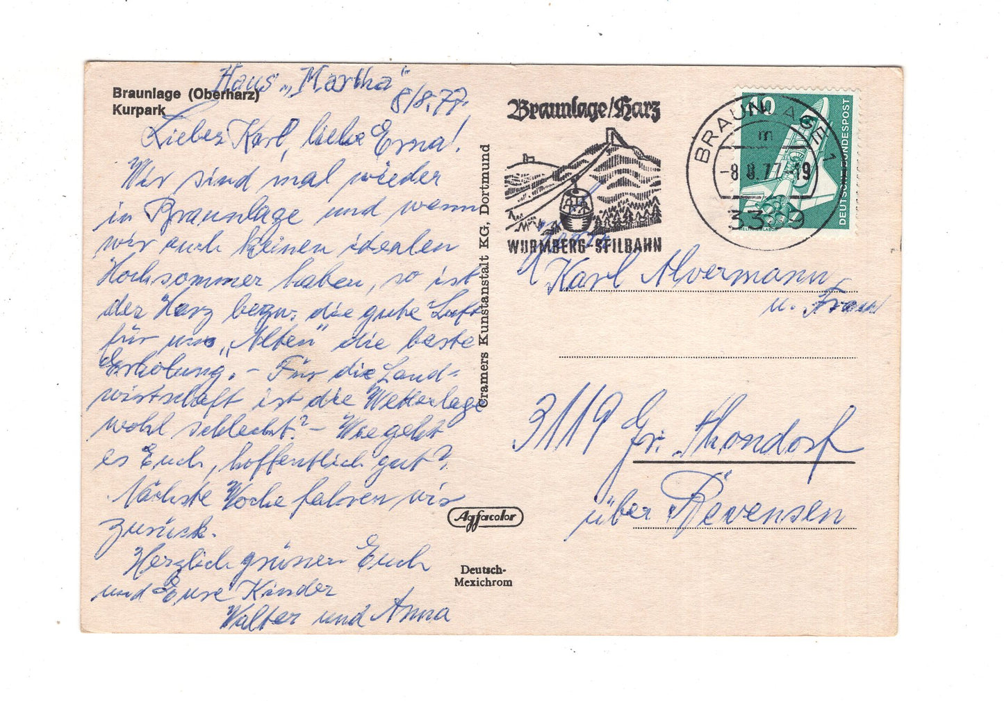 Ansichtskarte Braunlage im Oberharz / Kurpark / J1-62