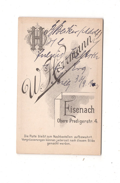 Fotografie Soldat mit Widmung - Eisenach 1900 / CDV M1-02