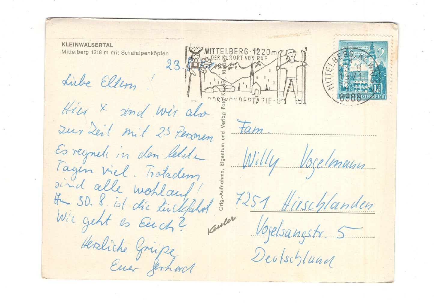 Ansichtskarte Kleinwalsertal / Mittelberg / Österreich