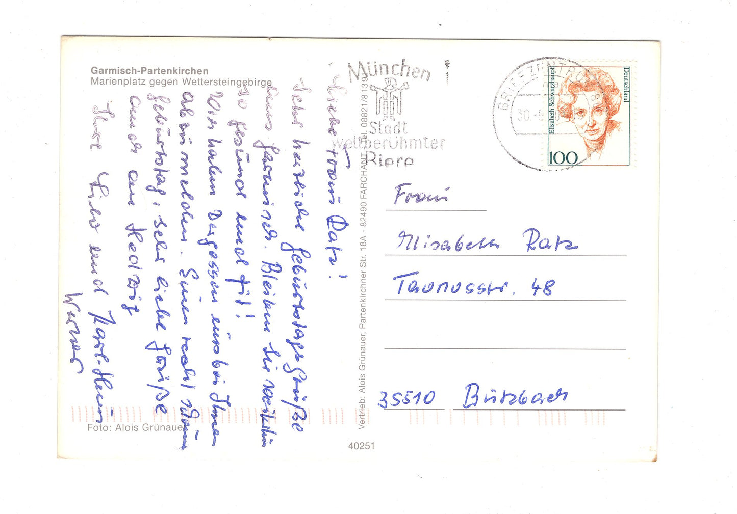 Ansichtskarte Garmisch-Partenkirchen / Marienplatz / G1-55