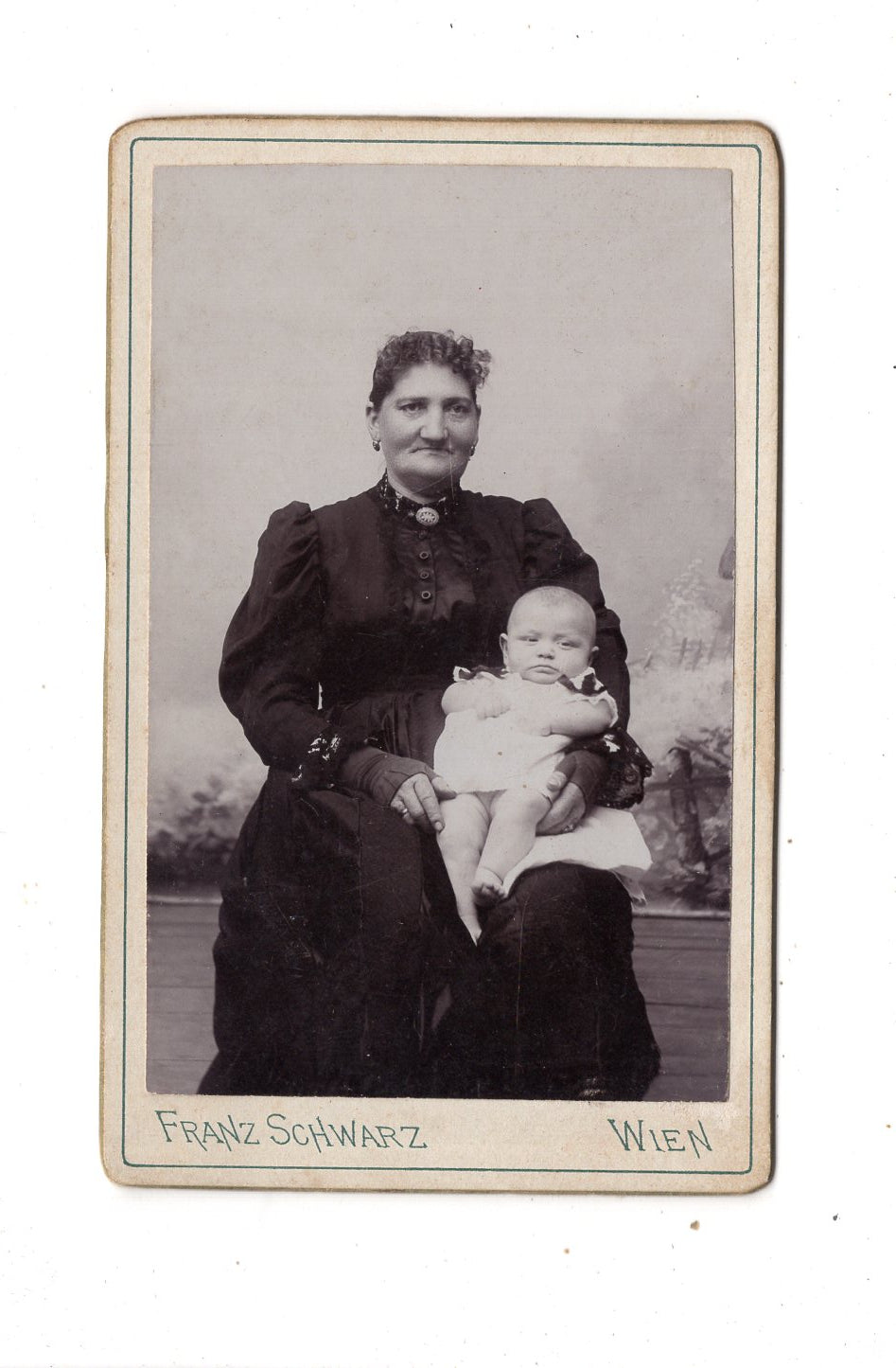 Fotografie Feine Dame mit Baby - Wien 1890er