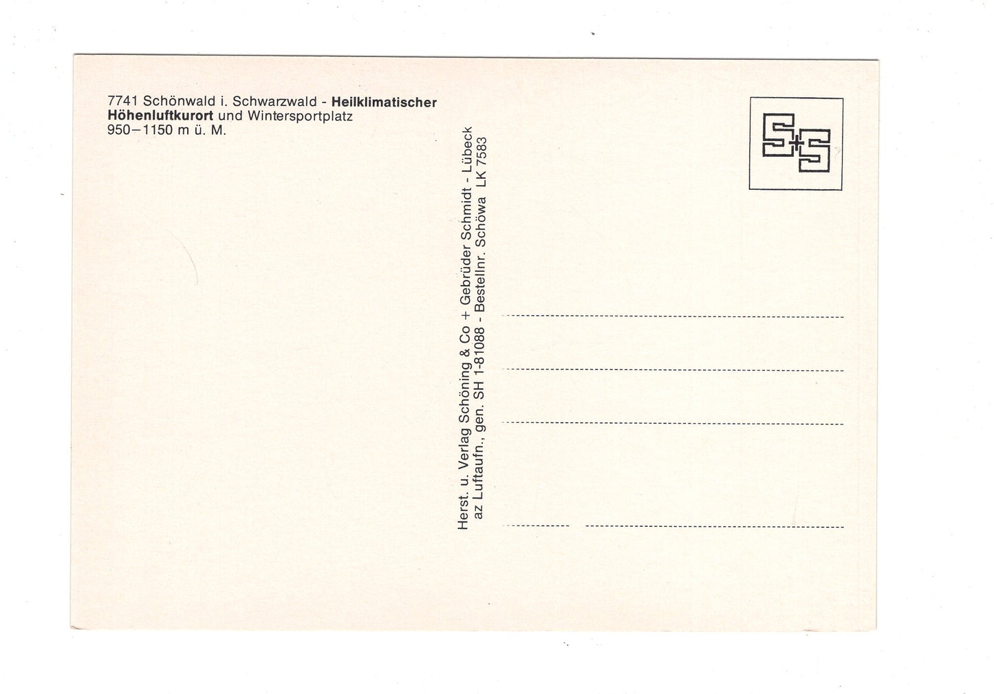 Ansichtskarte Schönwald im Schwarzwald / H1-51